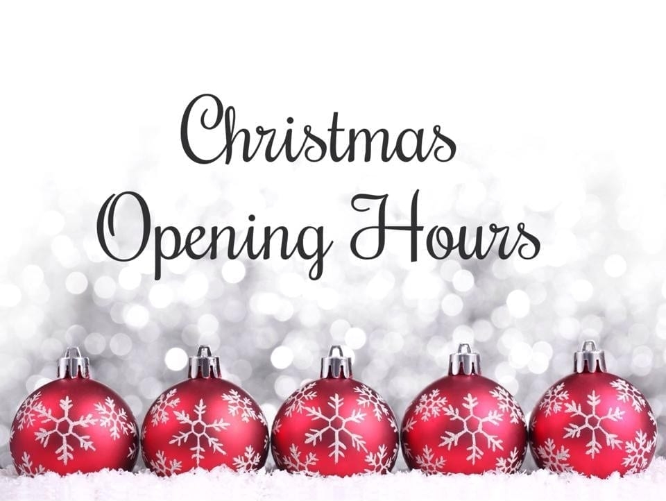 2020 Festive Opening Hours